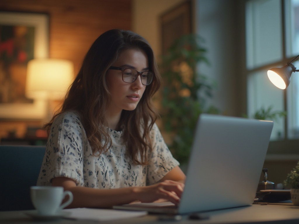 a remote worker having an interview online
