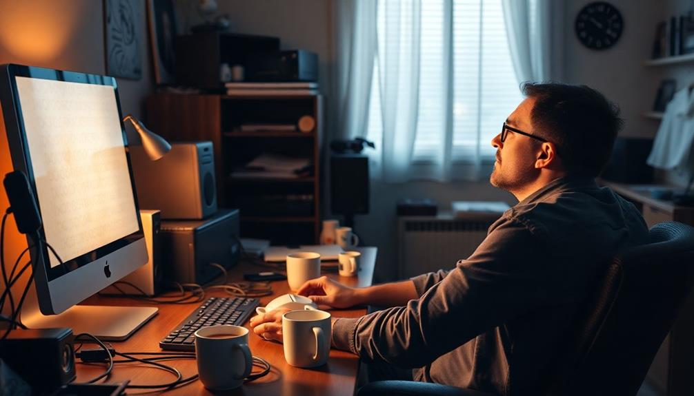 a man with lack of energy while working remotely