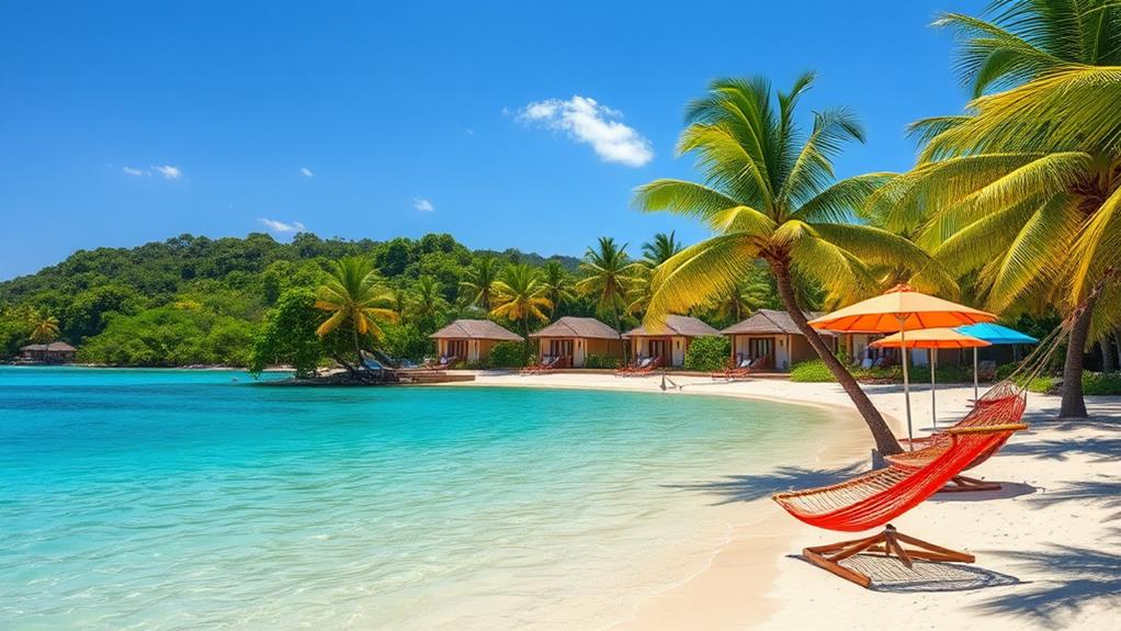 beach with relaxing seating